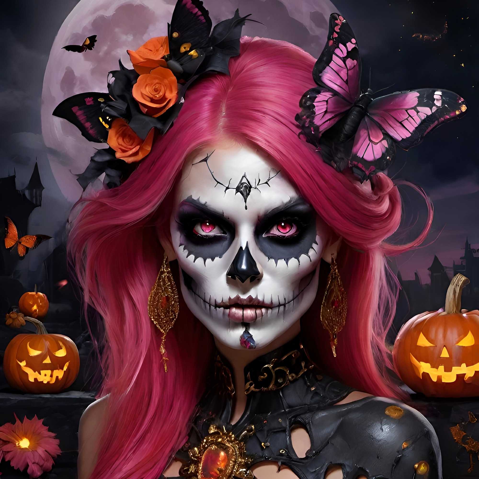 Pink Halloween SkullGirl 