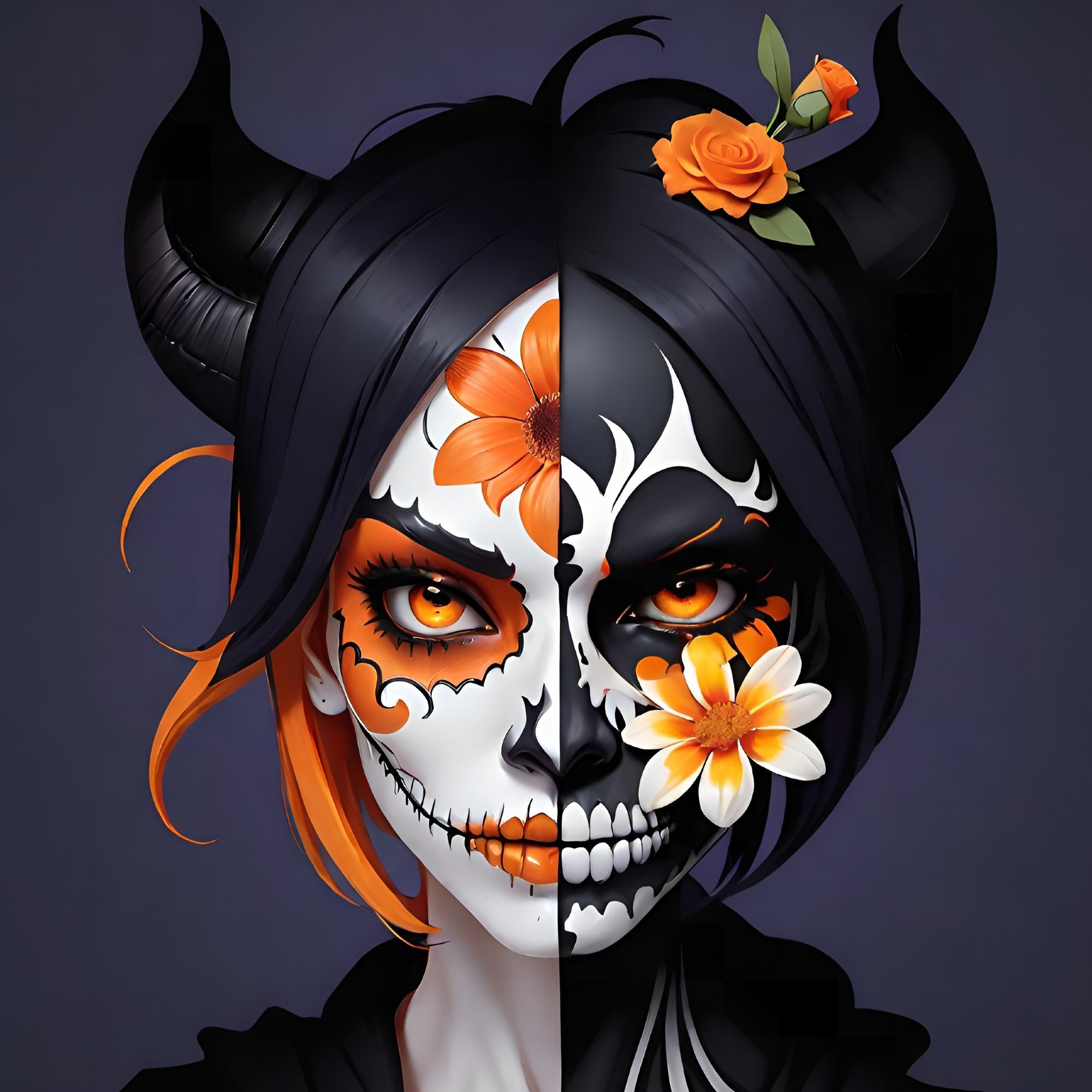 Orange Demon SkullGirl  