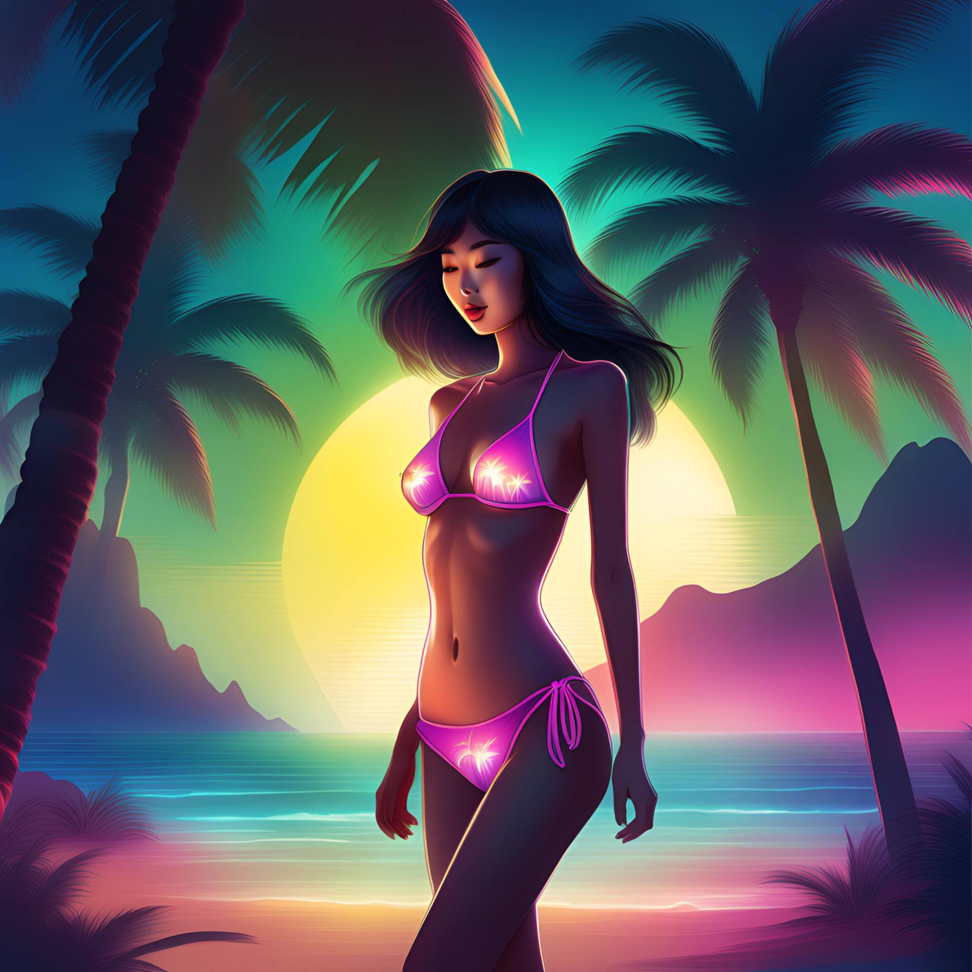 Neon Asia Manga Beachgirl Night