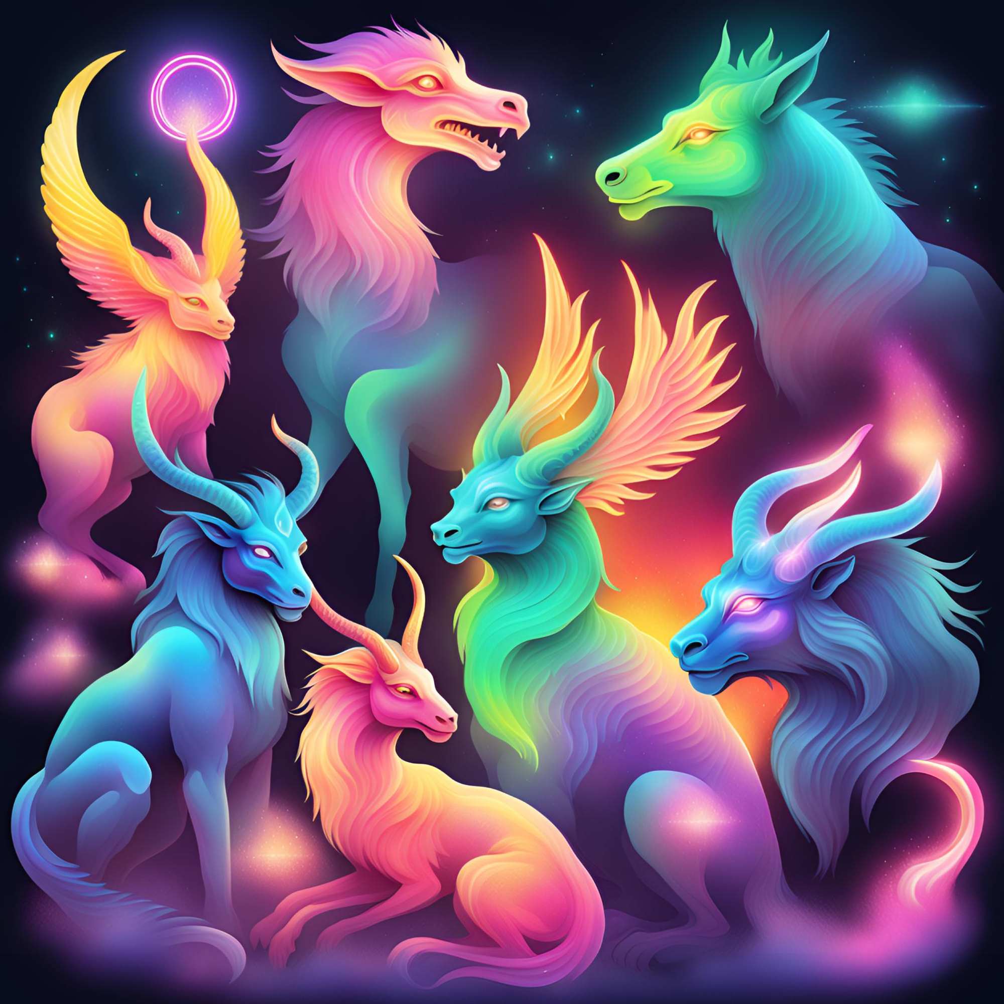 mythical creatures neon