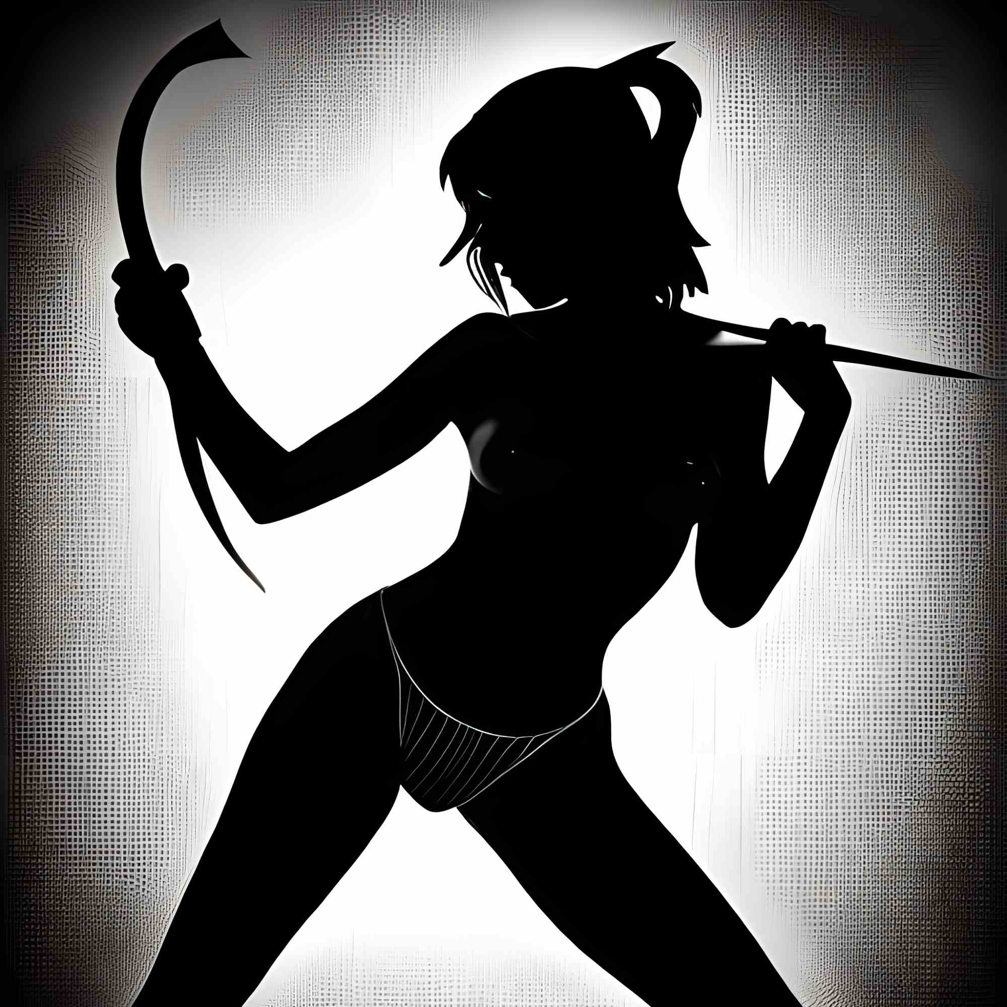 Sexy silhouette holding weapons 