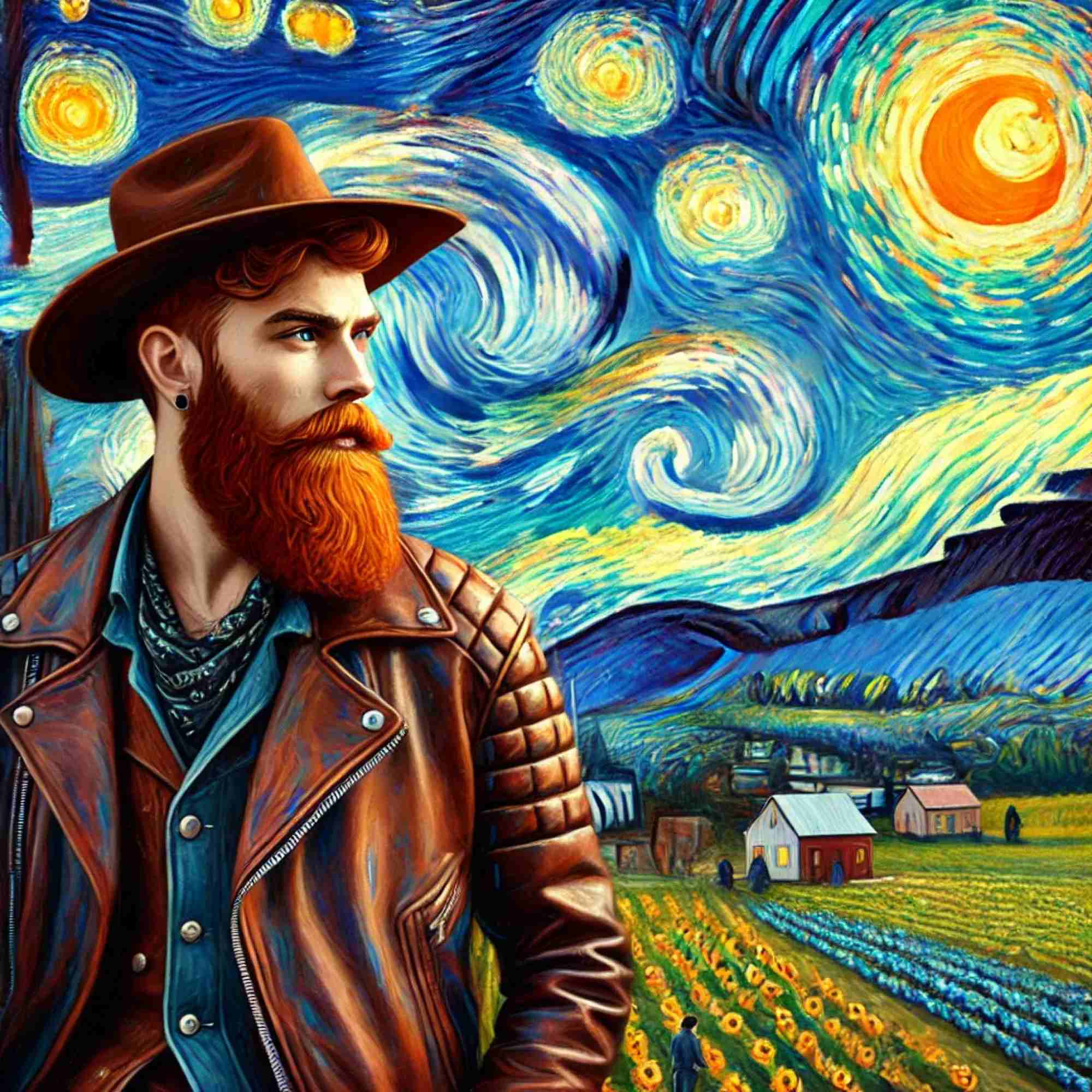 Modern Wanderer in Van Gogh's Dream