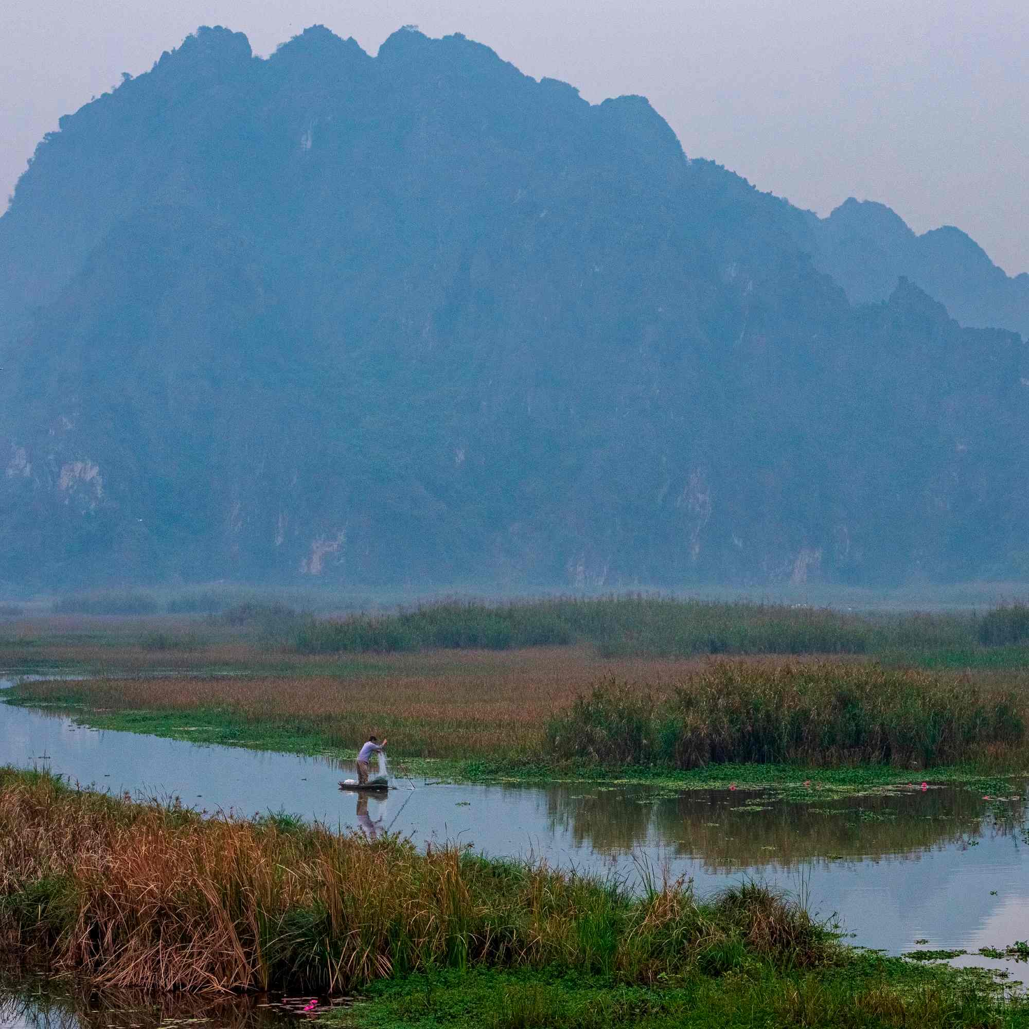 Fishing at Van Long Nature Reserve