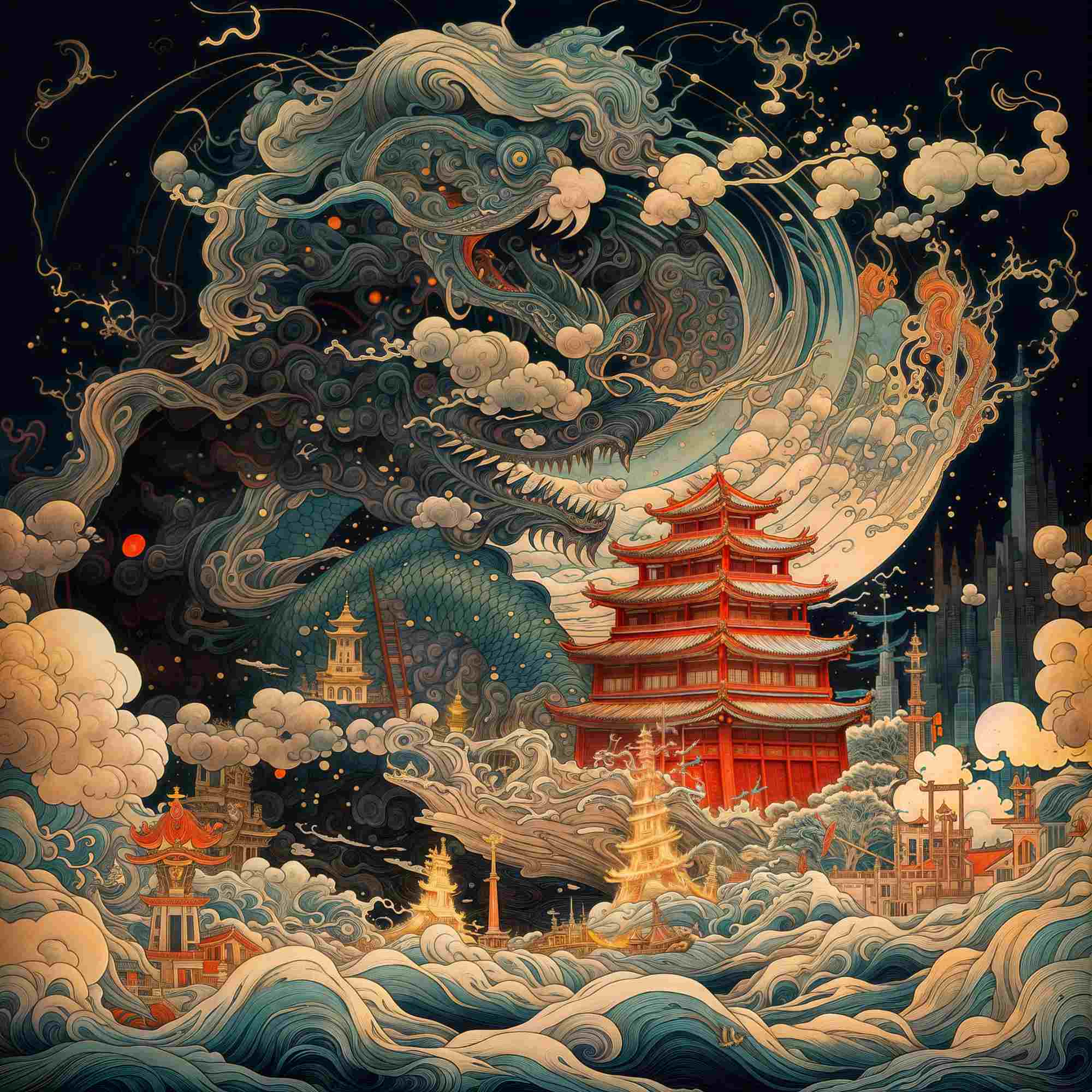 雪の生き物 - Dragon hidden in the sky