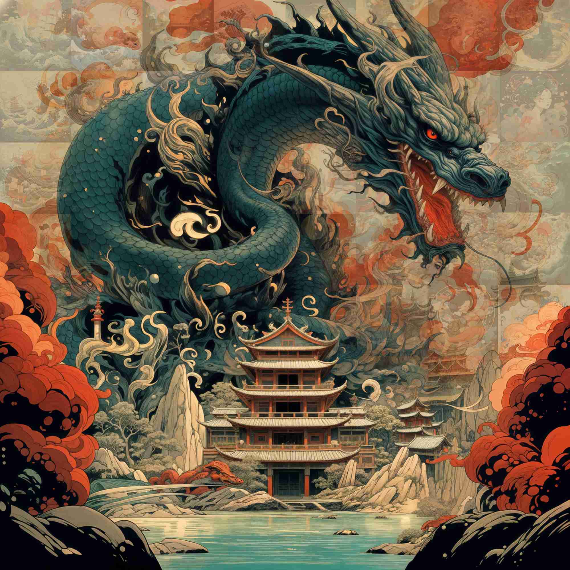 抽象絵画 - Dragon's Kingdom