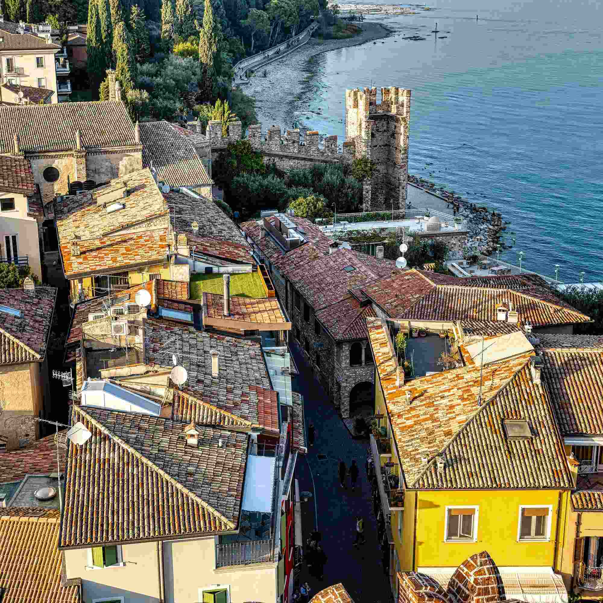 Rooftop View and Castle Wall, Sirmione – A Fine Art Photograph