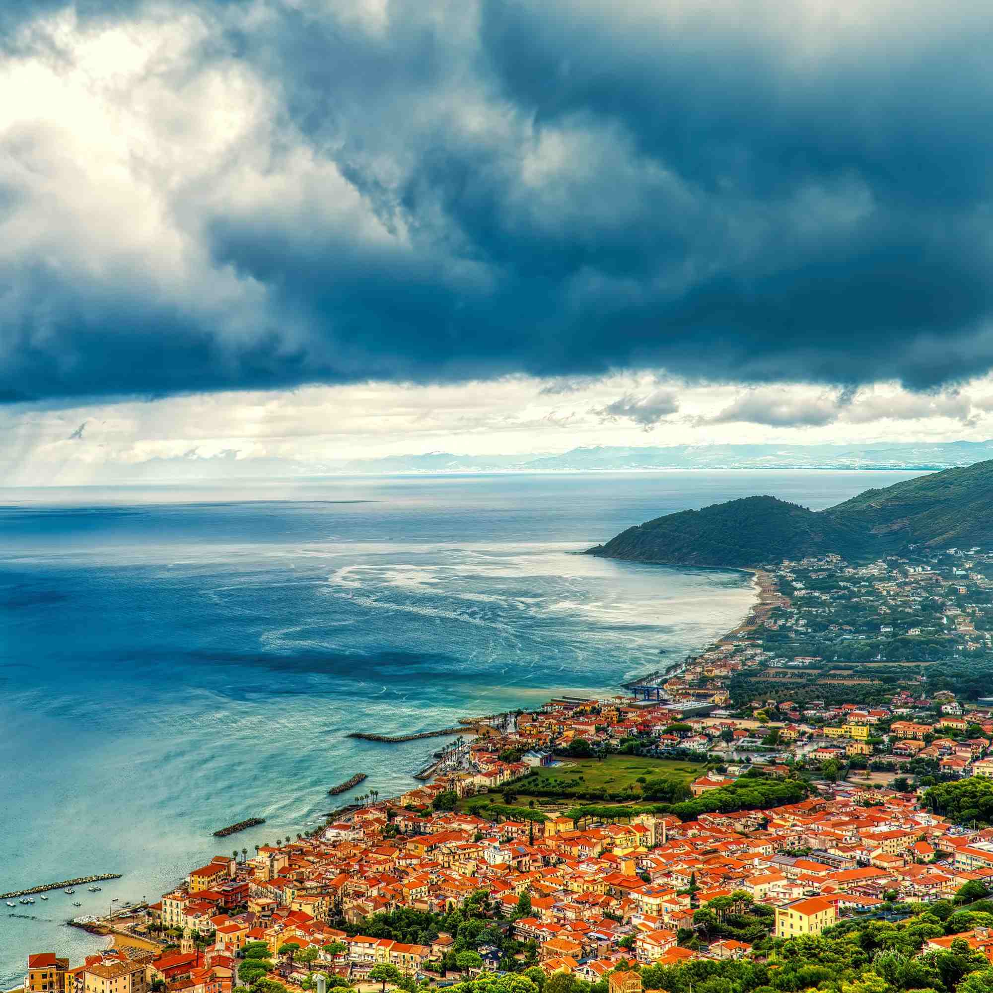 Storm Clouds Over Santa Maria di Castellabate: A Meeting of Sea and Sky – A Fine Art Photograph