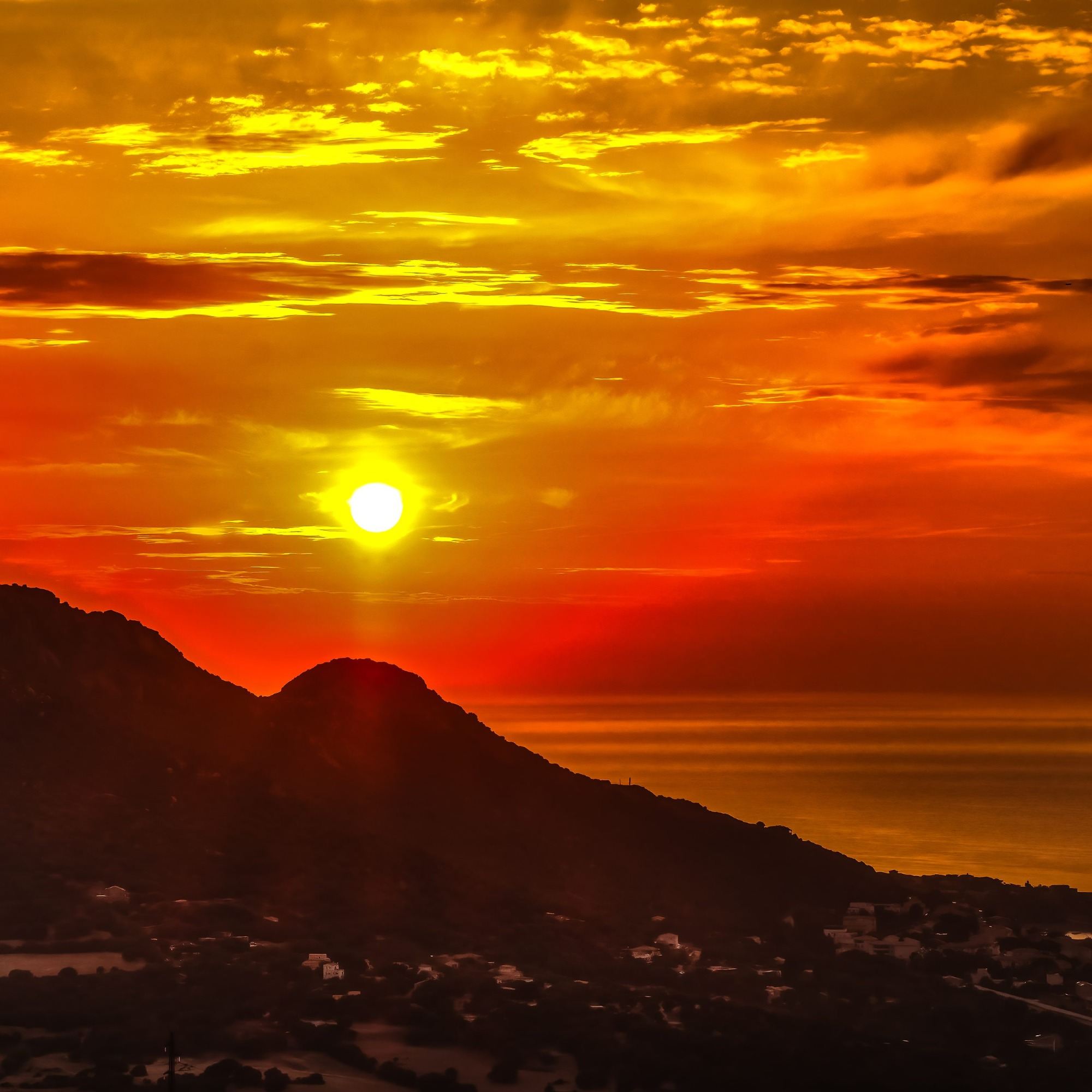 Fiery Horizon Over Corsican Mountains – A Fine Art Photograph