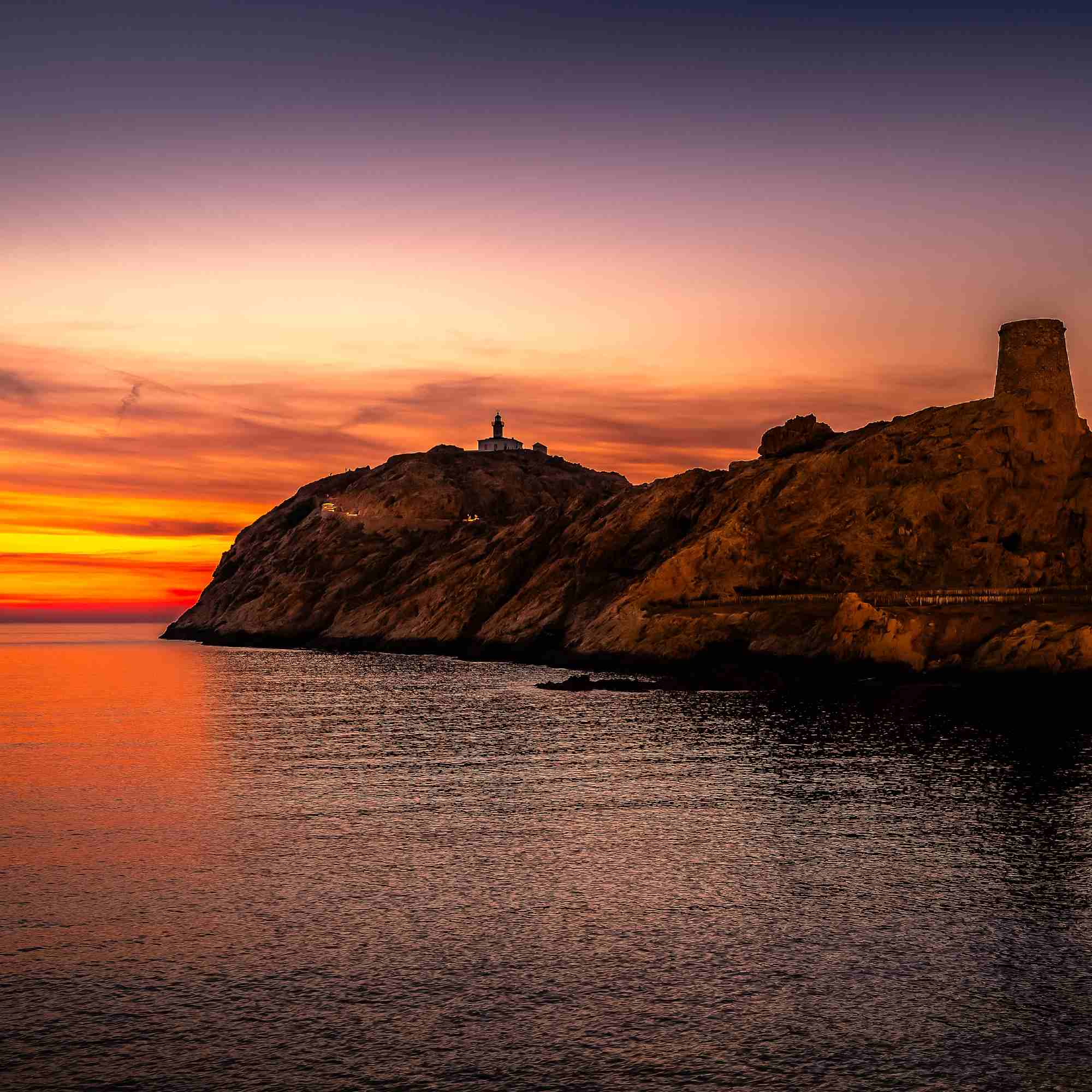The Lighthouse and the Tower of Pietra at Sunset – A Fine Art Photograph