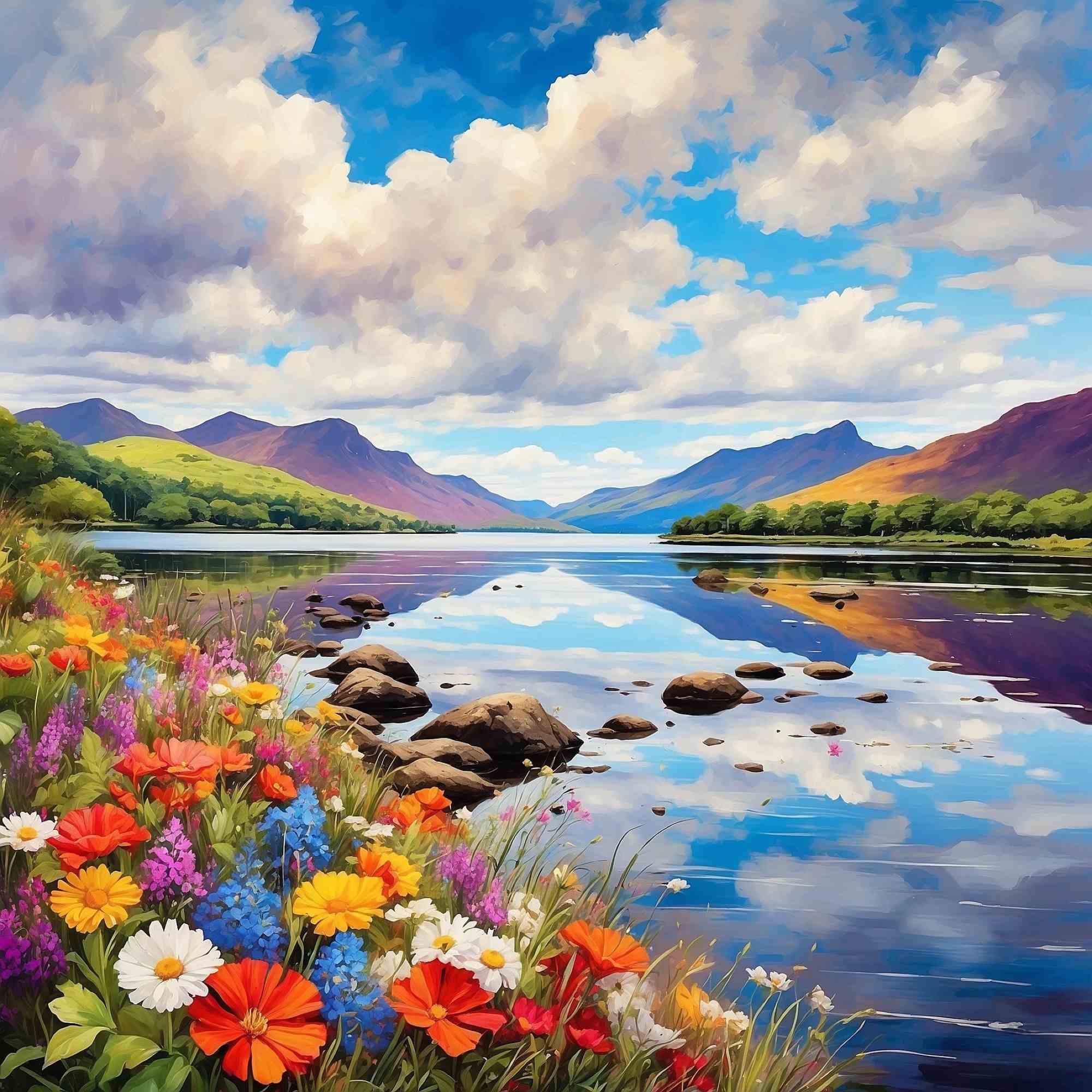 Flowery Banks of Loch Lomond in Scotland 