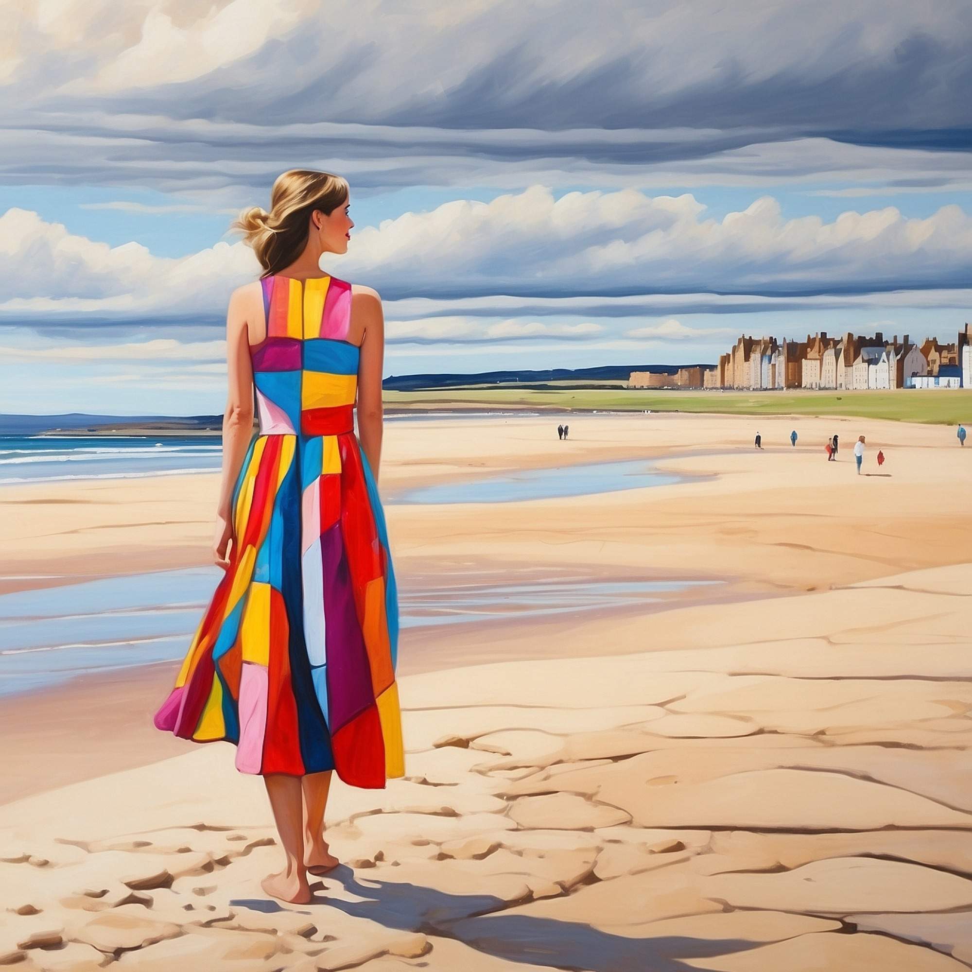 Lady Walking on West Sands Beach